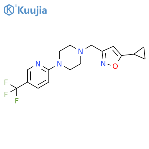 1-[(5-cyclopropyl-1,2-oxazol-3-yl)methyl]-4-[5-(trifluoromethyl)pyridin-2-yl]piperazine structure