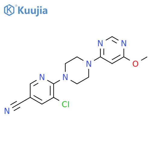 5-chloro-6-[4-(6-methoxypyrimidin-4-yl)piperazin-1-yl]pyridine-3-carbonitrile structure