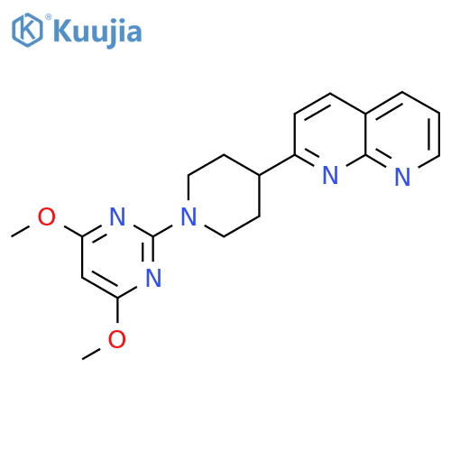2-[1-(4,6-Dimethoxypyrimidin-2-yl)piperidin-4-yl]-1,8-naphthyridine structure