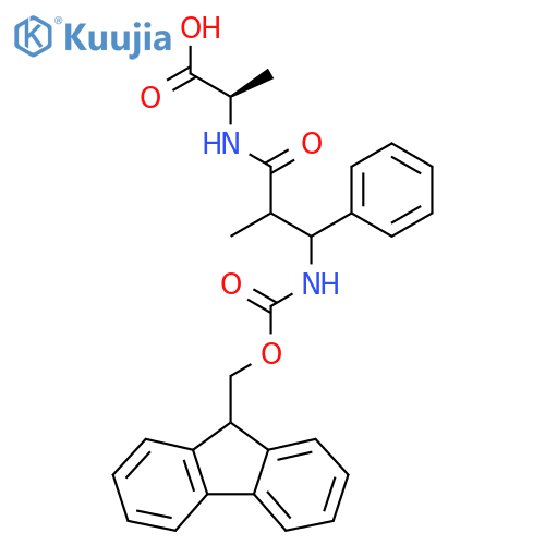 (2R)-2-3-({(9H-fluoren-9-yl)methoxycarbonyl}amino)-2-methyl-3-phenylpropanamidopropanoic acid structure