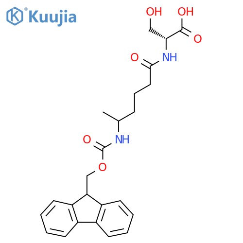 (2R)-2-5-({(9H-fluoren-9-yl)methoxycarbonyl}amino)hexanamido-3-hydroxypropanoic acid structure