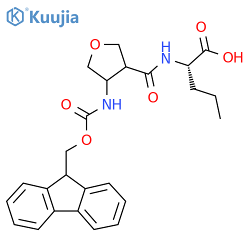 (2S)-2-{4-({(9H-fluoren-9-yl)methoxycarbonyl}amino)oxolan-3-ylformamido}pentanoic acid structure