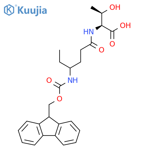 (2S,3R)-2-4-({(9H-fluoren-9-yl)methoxycarbonyl}amino)hexanamido-3-hydroxybutanoic acid structure