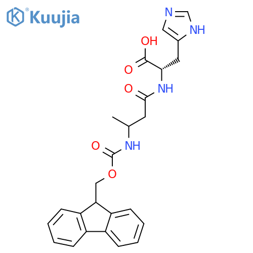 (2S)-2-3-({(9H-fluoren-9-yl)methoxycarbonyl}amino)butanamido-3-(1H-imidazol-4-yl)propanoic acid structure