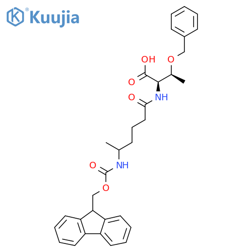 (2R,3S)-3-(benzyloxy)-2-5-({(9H-fluoren-9-yl)methoxycarbonyl}amino)hexanamidobutanoic acid structure