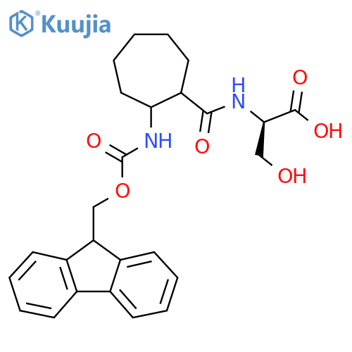 (2R)-2-{2-({(9H-fluoren-9-yl)methoxycarbonyl}amino)cycloheptylformamido}-3-hydroxypropanoic acid structure