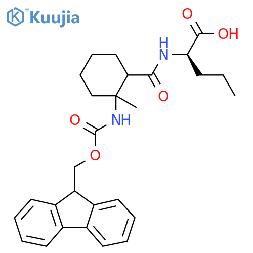 (2R)-2-{2-({(9H-fluoren-9-yl)methoxycarbonyl}amino)-2-methylcyclohexylformamido}pentanoic acid structure