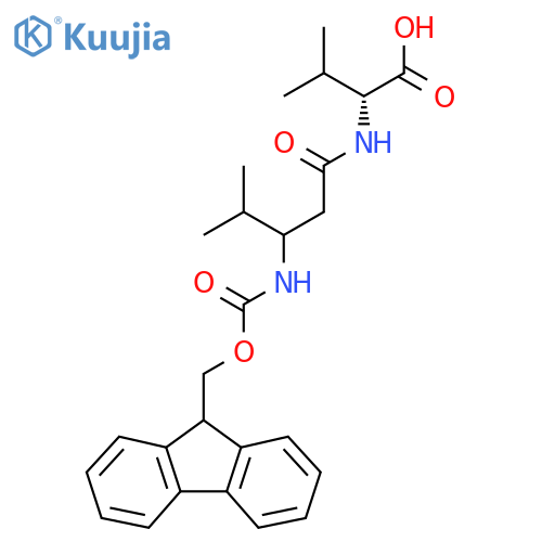 (2R)-2-3-({(9H-fluoren-9-yl)methoxycarbonyl}amino)-4-methylpentanamido-3-methylbutanoic acid structure