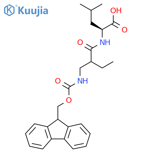 (2S)-2-{2-({(9H-fluoren-9-yl)methoxycarbonyl}amino)methylbutanamido}-4-methylpentanoic acid structure