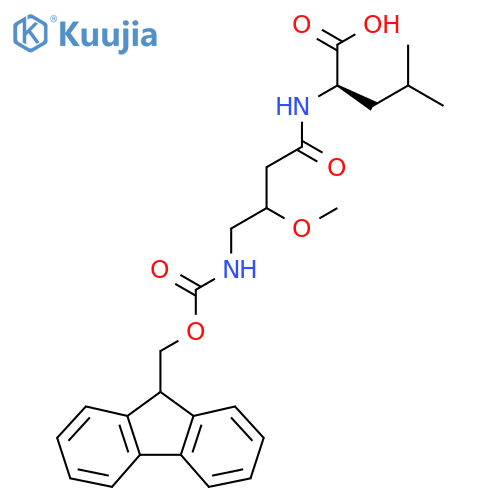 (2R)-2-4-({(9H-fluoren-9-yl)methoxycarbonyl}amino)-3-methoxybutanamido-4-methylpentanoic acid structure
