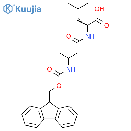 (2R)-2-3-({(9H-fluoren-9-yl)methoxycarbonyl}amino)pentanamido-4-methylpentanoic acid structure
