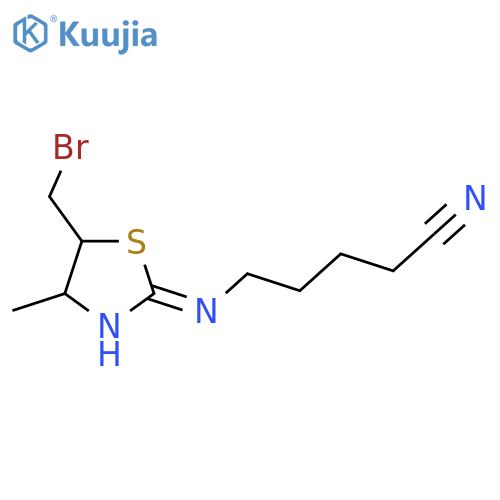 5-{5-(bromomethyl)-4-methyl-4,5-dihydro-1,3-thiazol-2-ylamino}pentanenitrile structure