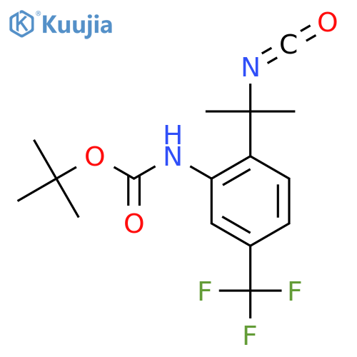 tert-butyl N-2-(2-isocyanatopropan-2-yl)-5-(trifluoromethyl)phenylcarbamate structure