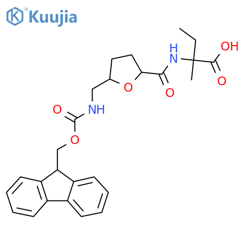 2-({5-({(9H-fluoren-9-yl)methoxycarbonyl}amino)methyloxolan-2-yl}formamido)-2-methylbutanoic acid structure