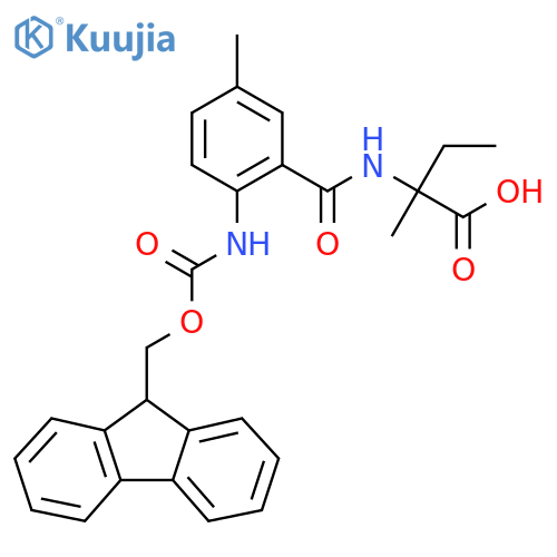 2-{2-({(9H-fluoren-9-yl)methoxycarbonyl}amino)-5-methylphenylformamido}-2-methylbutanoic acid structure