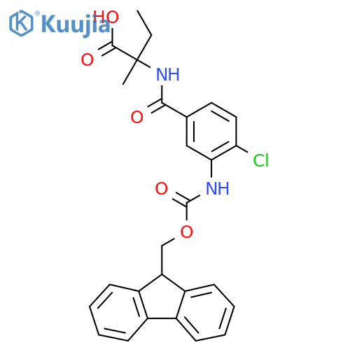 2-{4-chloro-3-({(9H-fluoren-9-yl)methoxycarbonyl}amino)phenylformamido}-2-methylbutanoic acid structure