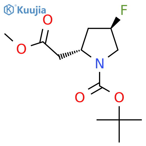 tert-butyl (2R,4R)-4-fluoro-2-(2-methoxy-2-oxoethyl)pyrrolidine-1-carboxylate structure