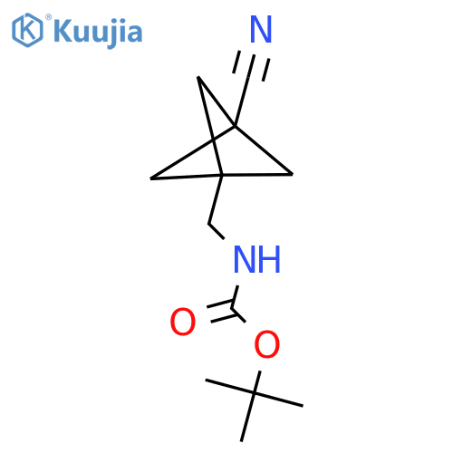 tert-butyl N-[(3-cyano-1-bicyclo[1.1.1]pentanyl)methyl]carbamate structure