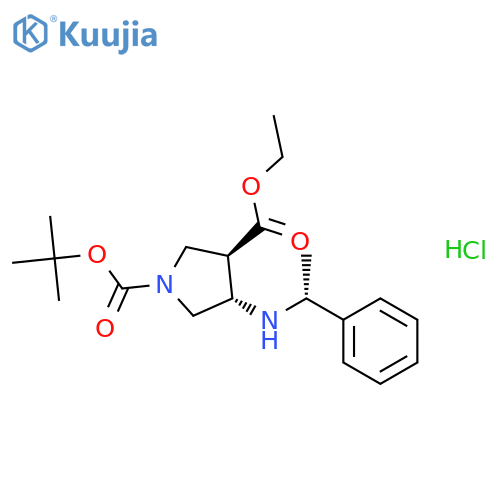 (3R,4S)-1-Tert-butyl 3-ethyl 4-(((R)-1-phenylethyl)amino)pyrrolidine-1,3-dicarboxylate hydrochloride structure