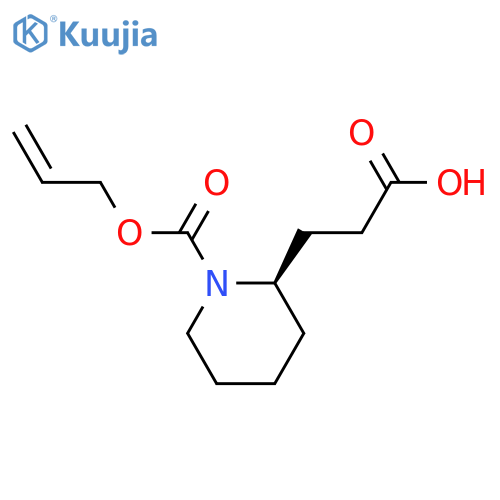 3-(2R)-1-(prop-2-en-1-yloxy)carbonylpiperidin-2-ylpropanoic acid structure