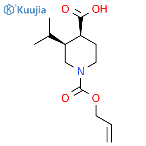 rac-(3R,4R)-1-(prop-2-en-1-yloxy)carbonyl-3-(propan-2-yl)piperidine-4-carboxylic acid structure