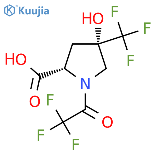 (2S,4S)-4-hydroxy-1-(2,2,2-trifluoroacetyl)-4-(trifluoromethyl)pyrrolidine-2-carboxylic acid structure