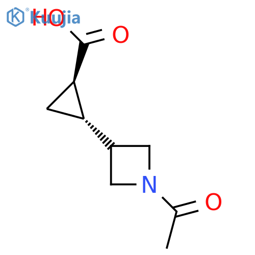 rac-(1R,2S)-2-(1-acetylazetidin-3-yl)cyclopropane-1-carboxylic acid structure