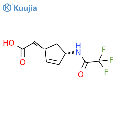 2-(1S,4S)-4-(2,2,2-trifluoroacetamido)cyclopent-2-en-1-ylacetic acid structure