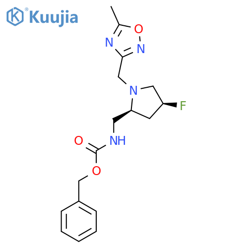 benzyl N-{(2S,4S)-4-fluoro-1-(5-methyl-1,2,4-oxadiazol-3-yl)methylpyrrolidin-2-ylmethyl}carbamate structure