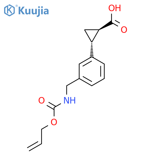 rac-(1R,2R)-2-[3-({[(prop-2-en-1-yloxy)carbonyl]amino}methyl)phenyl]cyclopropane-1-carboxylic acid structure