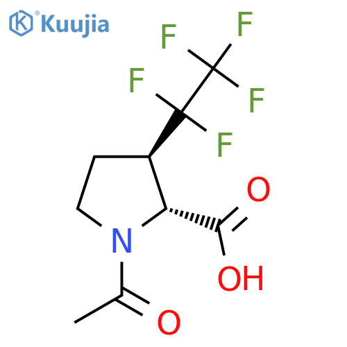 (2R,3R)-1-acetyl-3-(1,1,2,2,2-pentafluoroethyl)pyrrolidine-2-carboxylic acid structure