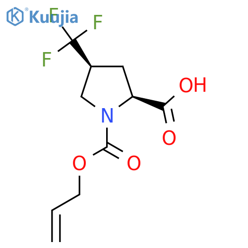 (2S,4S)-1-(prop-2-en-1-yloxy)carbonyl-4-(trifluoromethyl)pyrrolidine-2-carboxylic acid structure