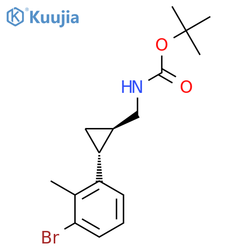 rac-tert-butyl N-{(1R,2R)-2-(3-bromo-2-methylphenyl)cyclopropylmethyl}carbamate structure