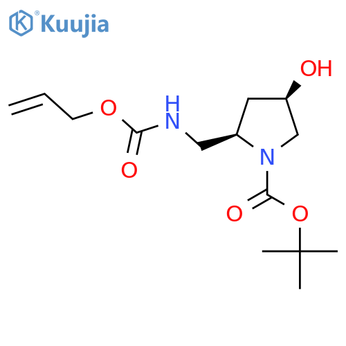 tert-butyl (2R,4R)-4-hydroxy-2-({(prop-2-en-1-yloxy)carbonylamino}methyl)pyrrolidine-1-carboxylate structure