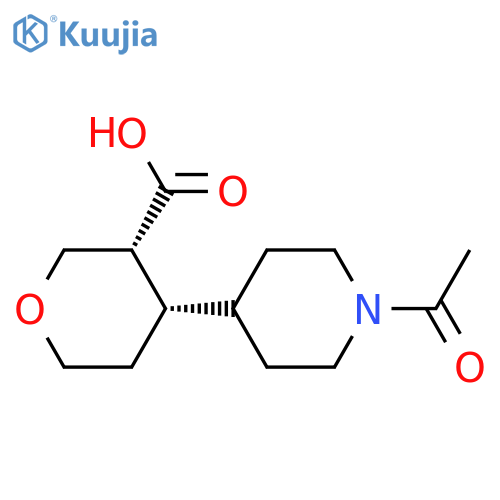 rac-(3R,4S)-4-(1-acetylpiperidin-4-yl)oxane-3-carboxylic acid structure