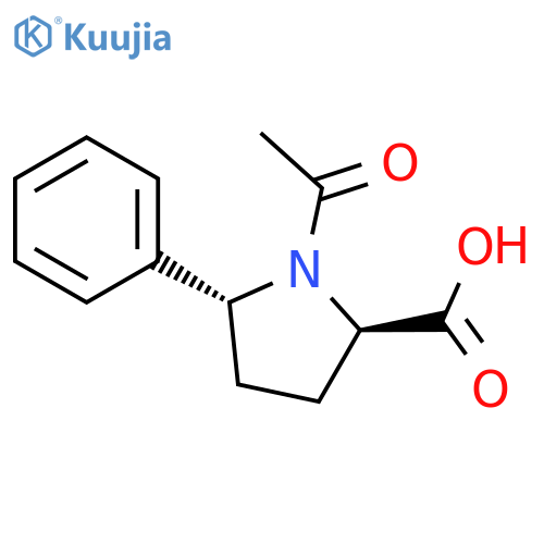(2R,5R)-1-acetyl-5-phenylpyrrolidine-2-carboxylic acid structure