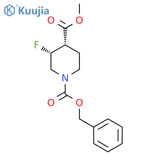 rac-1-benzyl 4-methyl (3R,4S)-3-fluoropiperidine-1,4-dicarboxylate structure