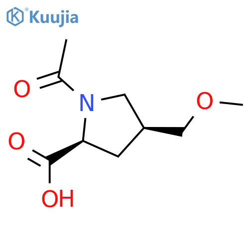 (2S,4S)-1-acetyl-4-(methoxymethyl)pyrrolidine-2-carboxylic acid structure