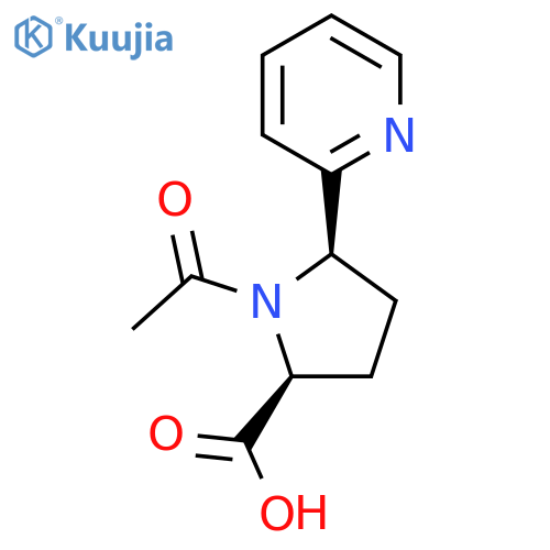 (2S,5R)-1-acetyl-5-(pyridin-2-yl)pyrrolidine-2-carboxylic acid structure