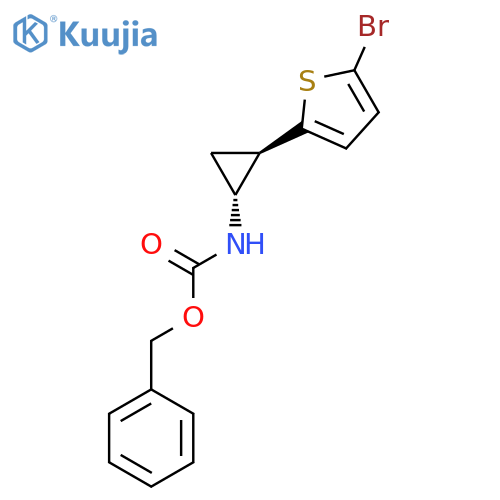 rac-benzyl N-(1R,2R)-2-(5-bromothiophen-2-yl)cyclopropylcarbamate structure