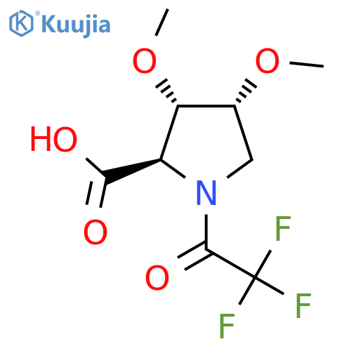 rac-(2R,3S,4R)-3,4-dimethoxy-1-(2,2,2-trifluoroacetyl)pyrrolidine-2-carboxylic acid structure