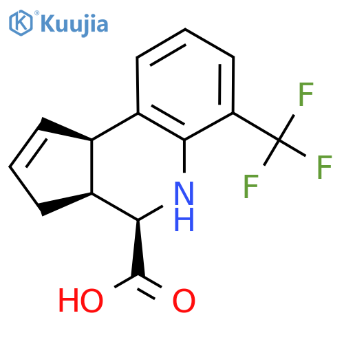 rac-(3aR,4S,9bS)-6-(trifluoromethyl)-3H,3aH,4H,5H,9bH-cyclopentacquinoline-4-carboxylic acid structure