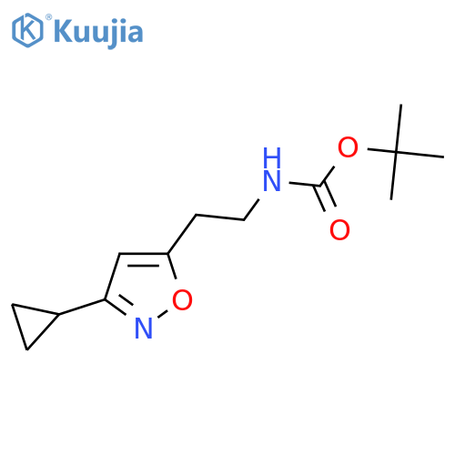 tert-butyl N-2-(3-cyclopropyl-1,2-oxazol-5-yl)ethylcarbamate structure