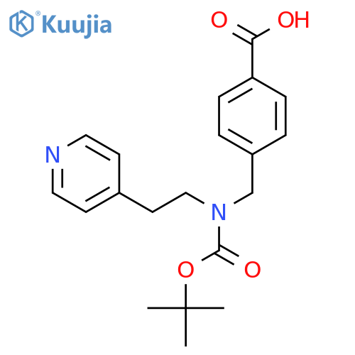 4-({(tert-butoxy)carbonyl2-(pyridin-4-yl)ethylamino}methyl)benzoic acid structure