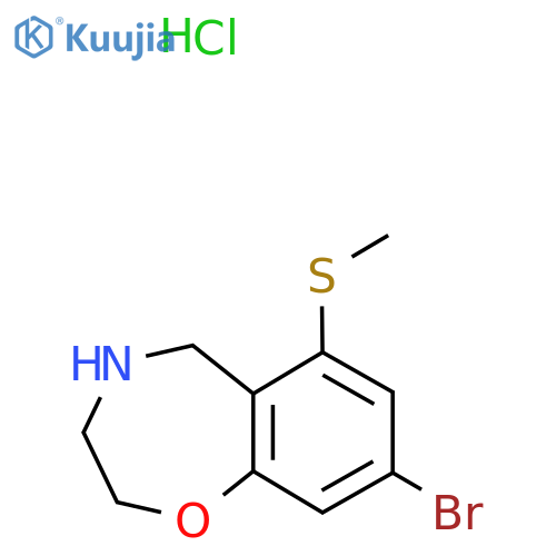 8-Bromo-6-(methylsulfanyl)-2,3,4,5-tetrahydro-1,4-benzoxazepine hydrochloride structure