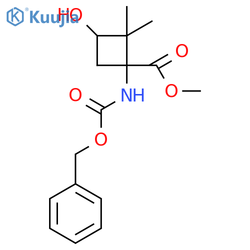 methyl 1-{(benzyloxy)carbonylamino}-3-hydroxy-2,2-dimethylcyclobutane-1-carboxylate structure