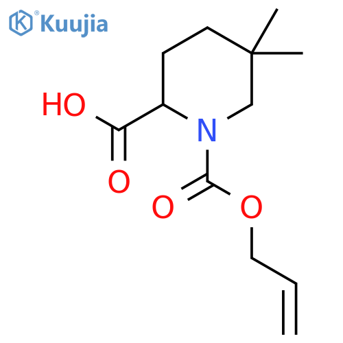 5,5-dimethyl-1-(prop-2-en-1-yloxy)carbonylpiperidine-2-carboxylic acid structure