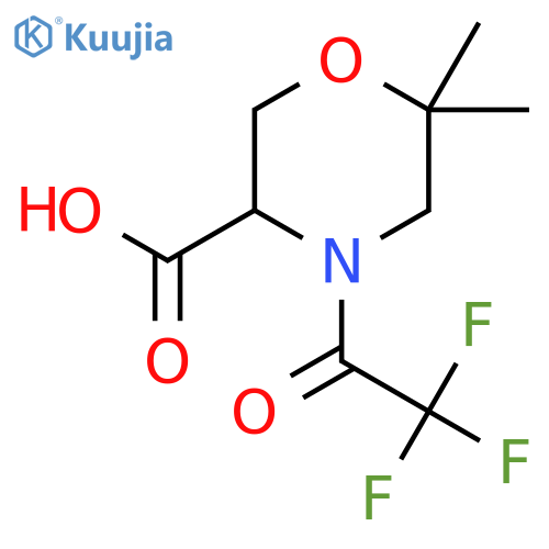 6,6-Dimethyl-4-(trifluoroacetyl)morpholine-3-carboxylic acid structure