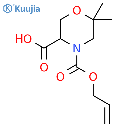 6,6-dimethyl-4-(prop-2-en-1-yloxy)carbonylmorpholine-3-carboxylic acid structure