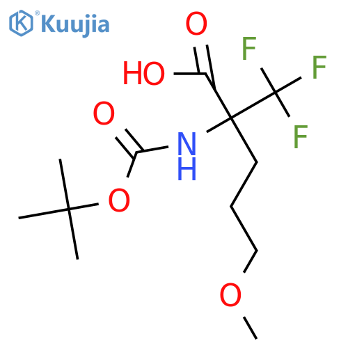2-{(tert-butoxy)carbonylamino}-5-methoxy-2-(trifluoromethyl)pentanoic acid structure